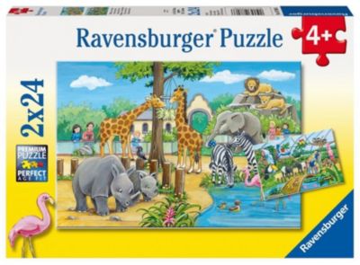 Tiere im Zoo 2 x 12 Teile Ravensburger Puzzle Kinderpuzzle Puzzel Elefant 