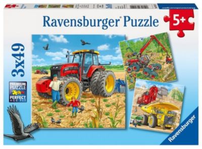 Ravensburger 3er Set Puzzle je 49 Teile 21x21 cm Große Maschinen