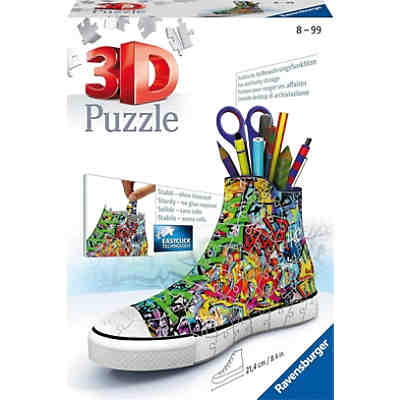 3D-Puzzle Sneaker Utensilo, H12 cm, 108 Teile, Graffiti Style