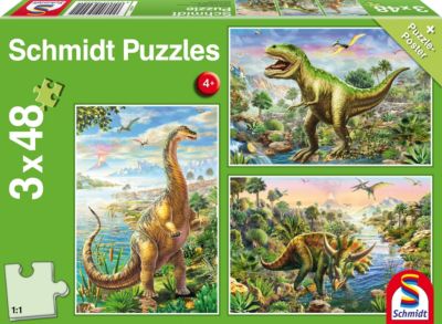 Kinderpuzzle Puzzle Kinder & Spiele Motiv Dinosaurier Supercolor 3x48 Teile 