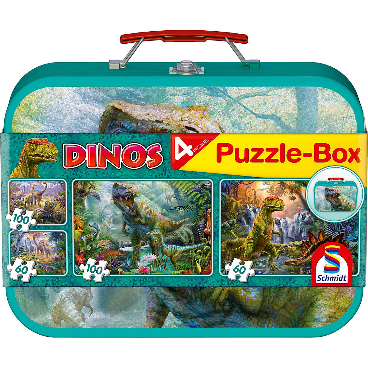 Schmidt Spiele Puzzlekoffer 2 x 60 + 2 x 100 Teile Dinos