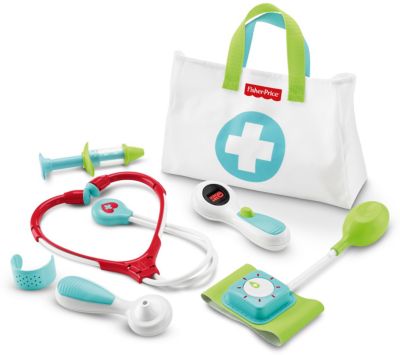 Stethoskop und mehr – Spielzeug ab 18 Monaten B Fieberthermometer Spritze toys Arztkoffer Kinder 11 Teile mit Zubehör – Tasche