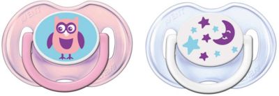 Силиконовая пустышка Classic, 0-6 мес., 2 шт., Philips Avent, розовый/белый