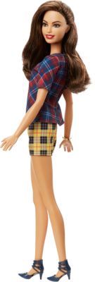 Barbie Fashionistas Puppe Mit Karriertem Top Und Hose Barbie Mytoys