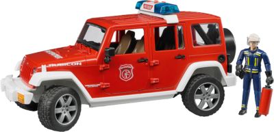 Bruder 02528 Jeep Wrangler Unlimited Rubicon Feuerwehr-Einsatzfahrzeug mit Figur 