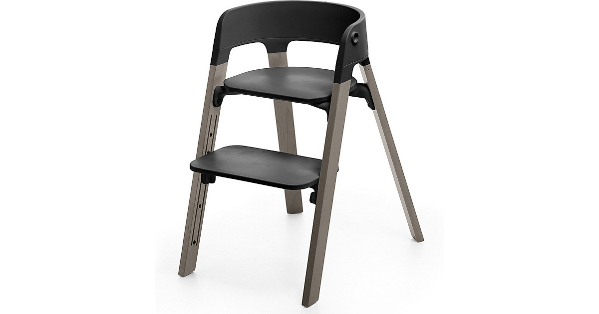 Stokke · Steps™ Hochstuhl, Sitz black inkl. Beine Buchenholz, hazy grey Stokke · Steps™ Hochstuhl, Sitz black inkl. Beine Buchenholz, hazy grey