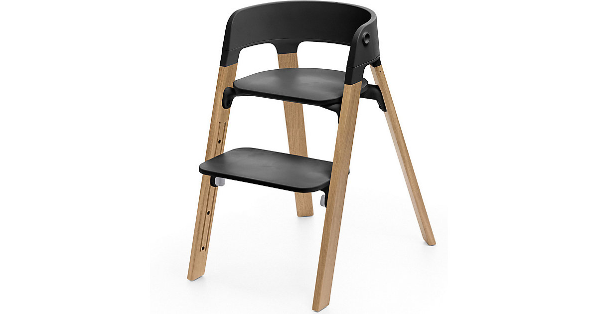 Stokke · Steps™ Hochstuhl, Sitz black inkl. Beine Eichenholz, natural Stokke · Steps™ Hochstuhl, Sitz black inkl. Beine Eichenholz, natural