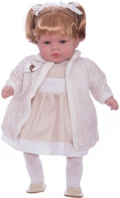 Кукла Elegance в белом платье, пальто и шапочке, 45 см, смеется, Arias