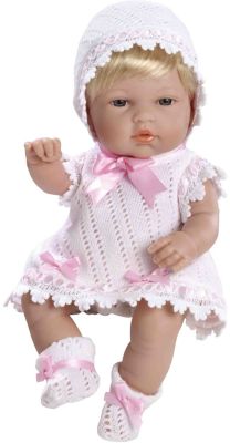 Пупс Блондинка, в белом с розовыми цветами, 33см, Arias