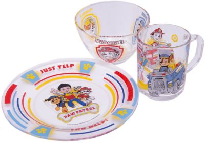 Набор посуды "Щенячий патруль" (3 предмета, стекло)