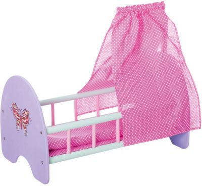 Деревянная кроватка для куклы "Бабочка" с пологом, 53*30*25 см, Mary Poppins
