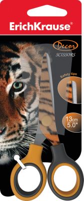 Ножницы Erich Krause Junior Decor Tiger с принтом на лезвиях, 13 см