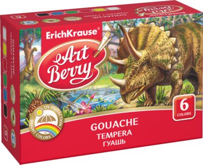 Гуашь ArtBerry с УФ защитой яркости, 6 цветов по 20мл