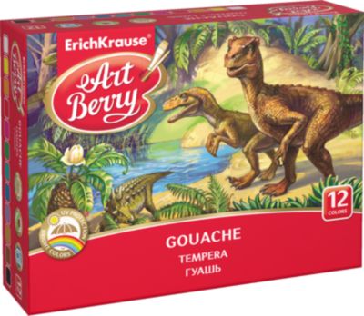 Гуашь ArtBerry с УФ защитой яркости, 12 цветов по 20мл