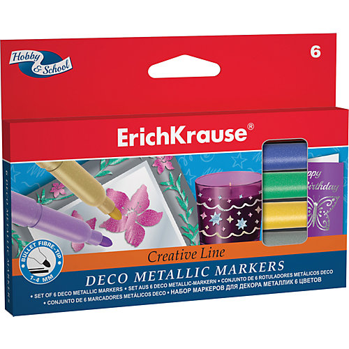 Фломастеры ArtBerry Metallic easy washable, 6 цветов от Erich Krause