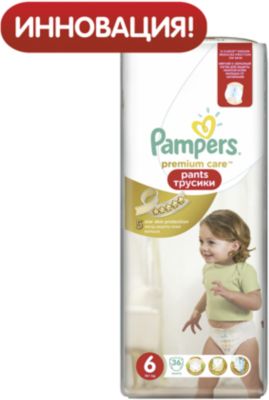 Подгузники-трусики Pampers Premium Care Pants, 16кг+, размер 6, 36 шт., Pampers