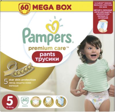 Трусики Pampers Premium Care Pants, 12-18кг, размер 5, 60 шт., Pampers