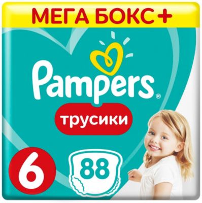 Трусики Pampers Pants, 16кг+, размер 6, 88 шт., Pampers