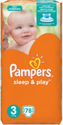 Подгузники Pampers Sleep & Play, 5-9 кг, 3 размер, 78 шт., Pampers