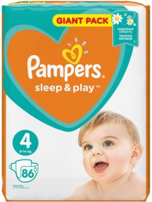 Подгузники Pampers Sleep & Play, 8-14 кг, 4 размер, 86 шт., Pampers