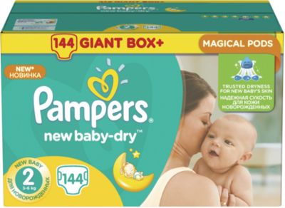 Подгузники Pampers New Baby-Dry, 3-6 кг, 2 размер, 144 шт., Pampers