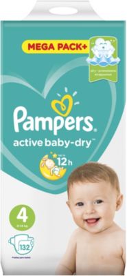 Подгузники Pampers Active Baby-Dry, 8-14 кг, 4 размер, 132 шт., Pampers