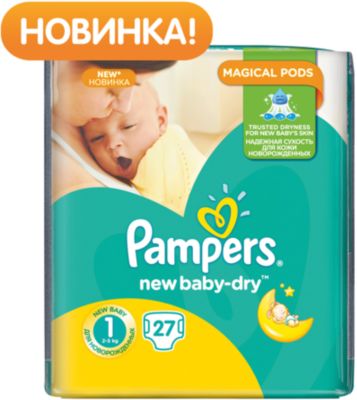 Подгузники Pampers New Baby-Dry Newborn, 2-5 кг., 27 шт.