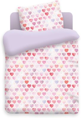 Детское постельное белье 3 предмета Непоседа, Сердечки, фиолетовый (простынь на резинке)