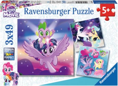 3er Set Puzzle, je 49 Teile, 21x21 cm, Abenteuer mit den Ponys