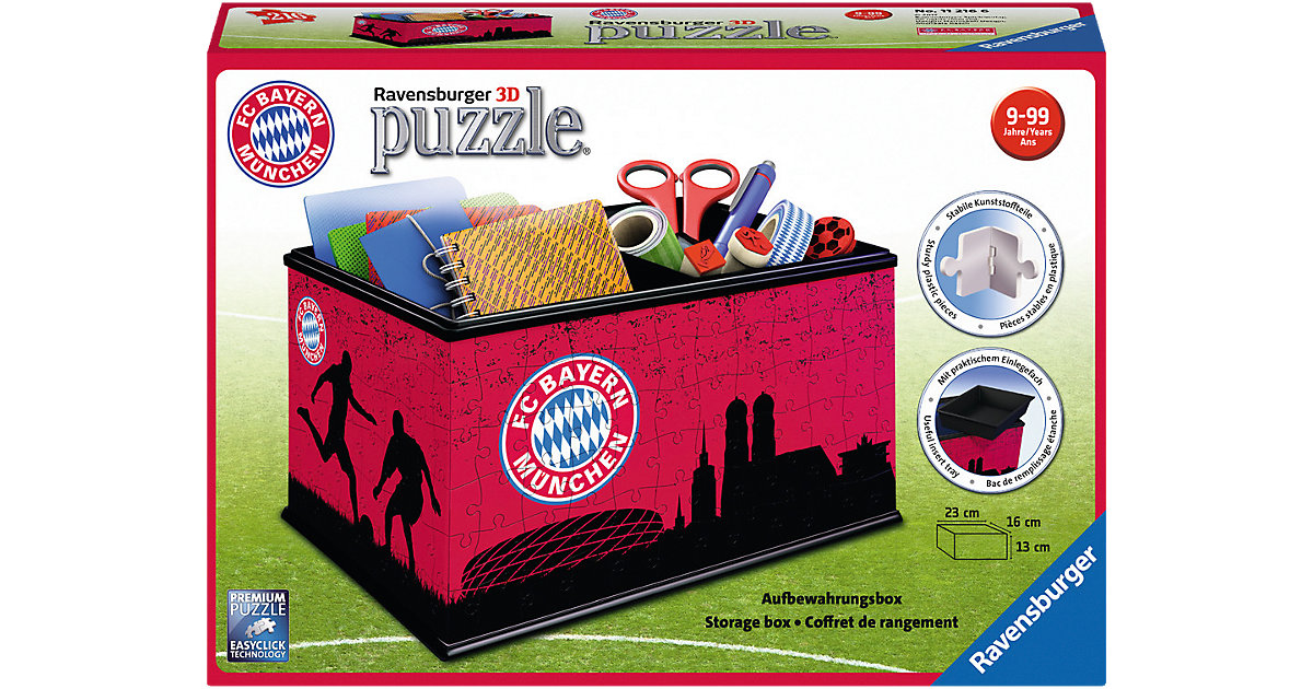 3D-Puzzle Aufbewahrungsbox, 23x16x13 cm, 216 Teile, FC Bayern München
