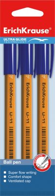 Ручка шариковая Ultra Glide Technology U-11 Yellow (набор из 3 шт.), Erich Krause