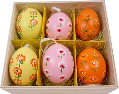 6-tlg. Ostereier ��Frohe Ostern�� je 6 cm mehrfarbig