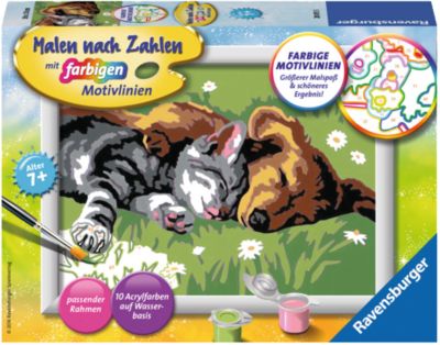 Ravensburger Malen nach Zahlen Hund und KatzeKinder Malset ab 7 Jahre 