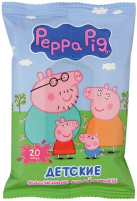 Детские влажные салфетки Peppa Pig 20 шт, Авангард