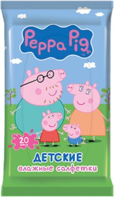 Детские влажные салфетки Peppa Pig 20 шт, Авангард
