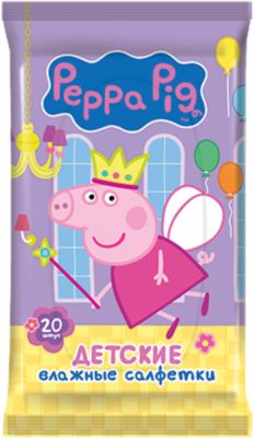 Детские влажные салфетки Peppa Pig 20 шт, Авангард