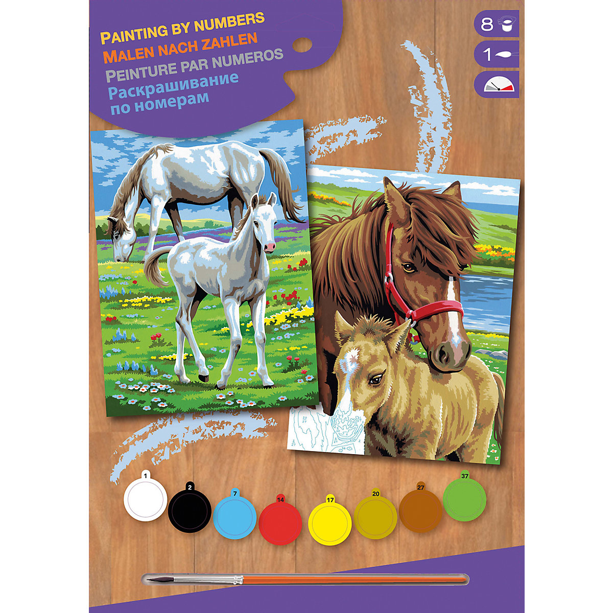 MAMMUT Spiel und Geschenk 2er Set Malen nach Zahlen Pferde