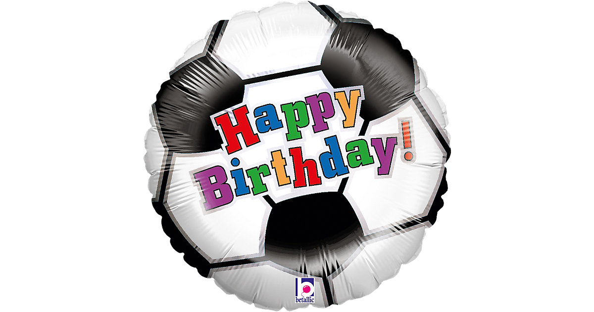 Figuren-Folienballon Happy Birthday Fußball schwarz/weiß