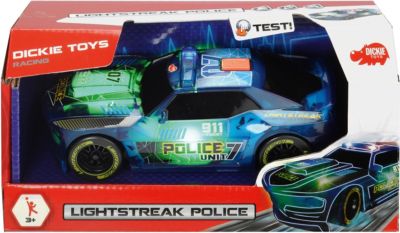 Dickie Toys Lightstreak Police Rennauto mit Friktionsa leuchtendes Polizeiauto 