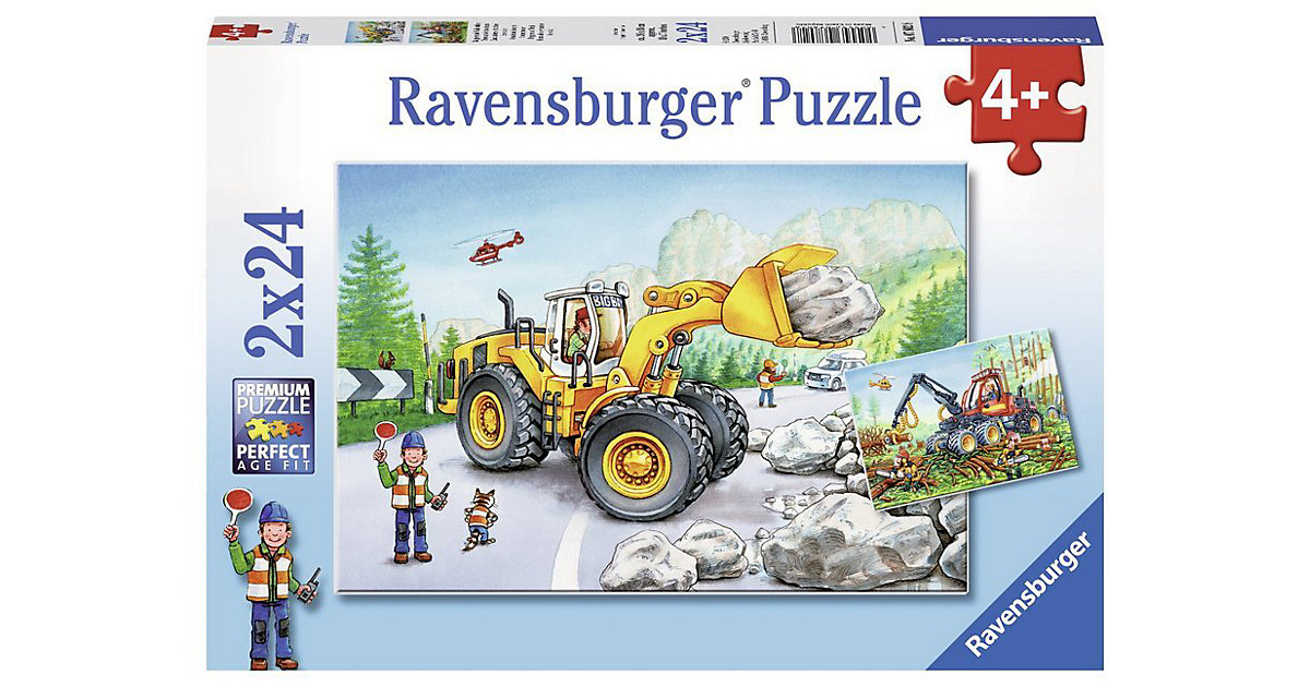 Puzzles: Ravensburger 2er Set Puzzle, je 24 Teile, 26x18 cm, Bagger und Waldtraktor