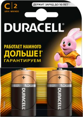 Батарейки алкалиновые Basic 1.5V LR14, тип AA, 2шт., DURACELL