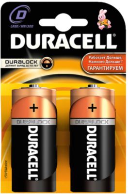 Батарейки алкалиновые Basic D 1.5V LR20, тип AA, 2шт., DURACELL