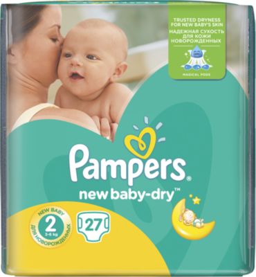 Подгузники Pampers New Baby-Dry Mini, 3-6 кг, 2 размер, 27 шт., Pampers
