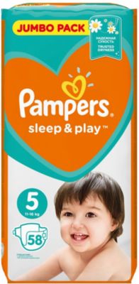 Подгузники Pampers Sleep & Play Junior, 11-18 кг, 5 размер, Jumbo pack, 58 шт., Pampers