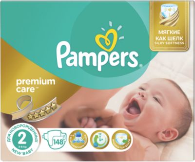 Подгузники Pampers Premium Care, New baby,3-6 кг, 2 размер, Mega pack, 148 шт., Pampers
