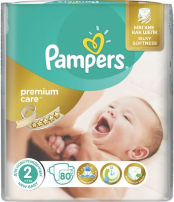 Подгузники Pampers Premium Care MIni, 3-6 кг, 2 размер, Economy pack, 80 шт., Pampers