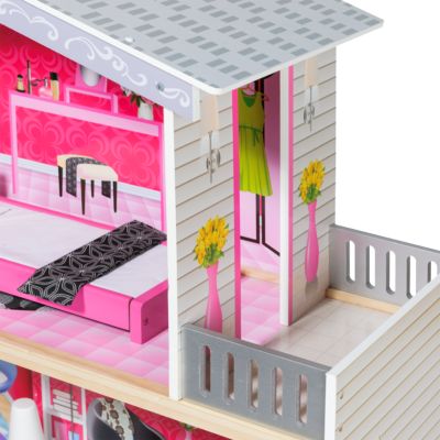 myToys Modernes Puppenhaus mit Lift inkl. Möbeln, für 29cm