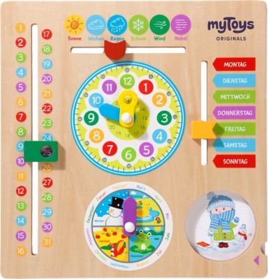 F Fityle Holz Kalender-Uhr Lernuhr Pädagogische Spielzeug für Kinder und Kleinkind ab 3 Jahren 