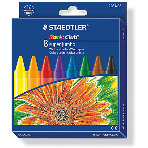 Мелок восковой Noris Club Super Jumbo, 8 цветов, Staedtler от Staedtler