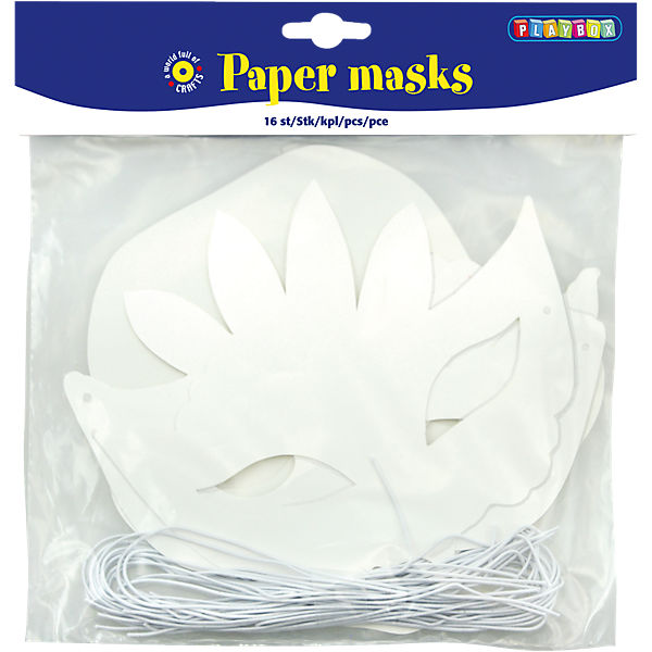 Papp-Masken zum Bemalen, 16 Stück